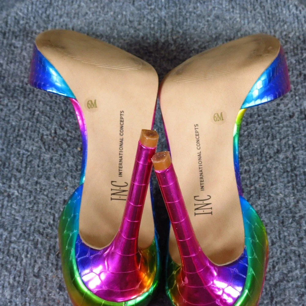 INC International Concepts Kenjay Womens Pump Size 6 Party Rainbow Metallic